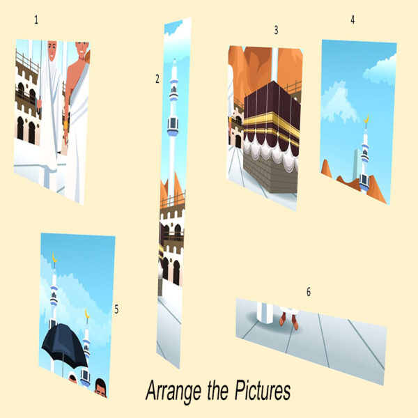Islamic activity worksheet. arrange the hajj picture